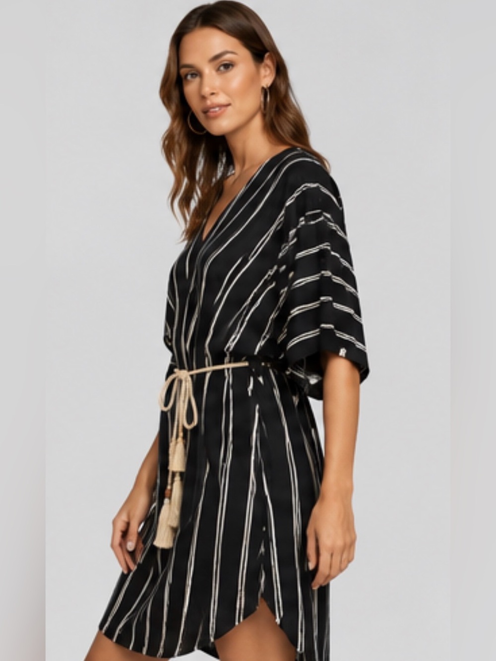 Black and White Striped V-Neck Beach Dress NWT . Made in USA - Picture 6 of 11